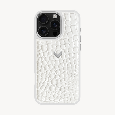 iPhone 16 Pro Max Phone Case, Calf Leather, Crocodile Texture