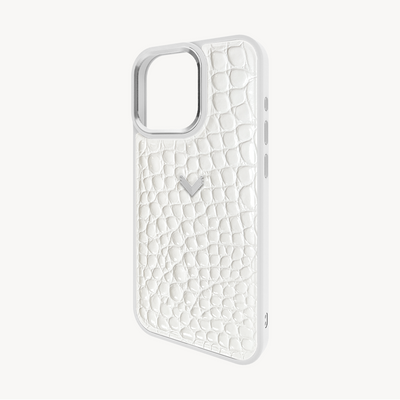 iPhone 16 Pro Phone Case, Calf Leather, Crocodile Texture