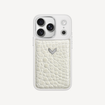 iPhone 17 Pro Phone Case, Calf Leather, Crocodile Texture