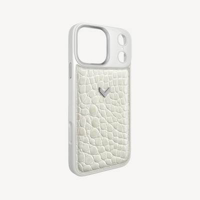 iPhone 17 Pro Phone Case, Calf Leather, Crocodile Texture