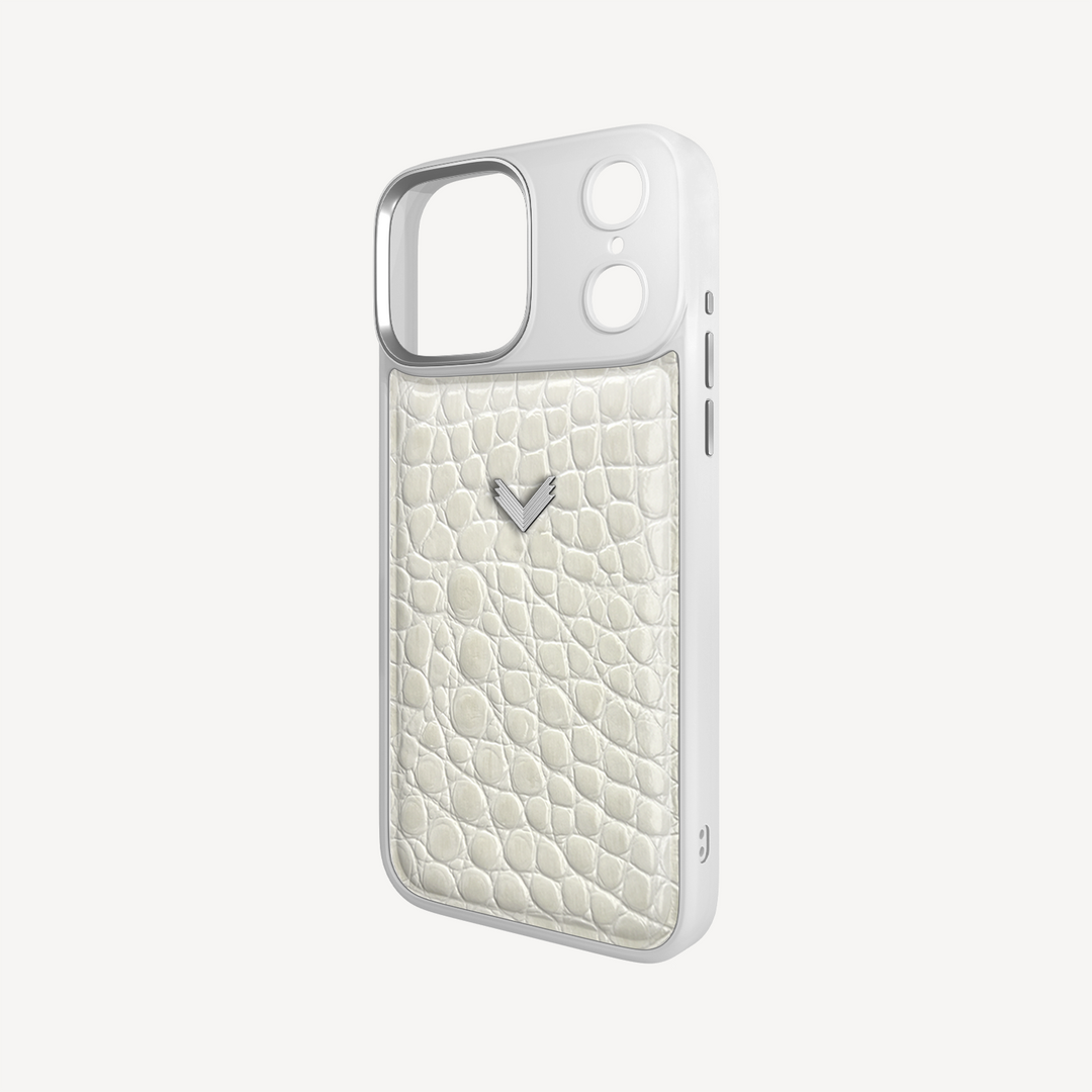 iPhone 17 Pro Phone Case, Calf Leather, Crocodile Texture