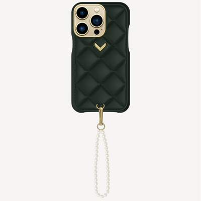 iPhone 13 Pro Phone Case, Calf Leather, Cultured Pearls, Oyster Edition