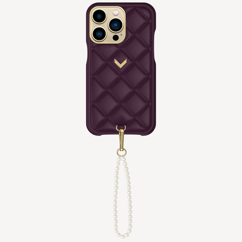 iPhone 13 Pro Max Phone Case, Calf Leather, Cultured Pearls, Oyster Edition