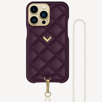 iPhone 13 Pro Max Phone Case, Calf Leather, Cultured Pearls, Purity Edition