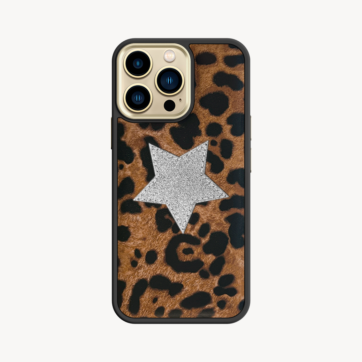 iPhone 13 Pro Max Phone Case, Goat Leather, Glitter V-Star