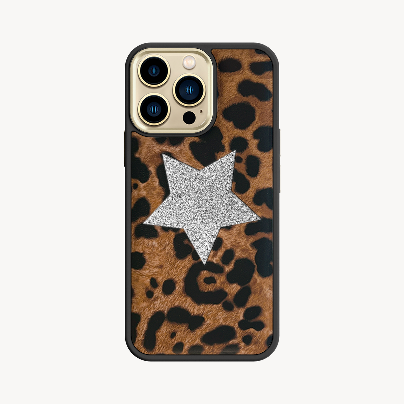 iPhone 13 Pro Phone Case, Goat Leather, Glitter V-Star