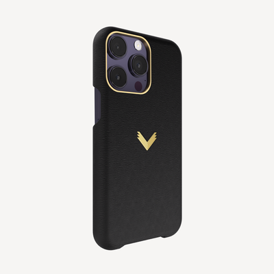 iPhone 14 Pro Max Phone Case, Calf Leather, 14K Yellow Gold VLogo