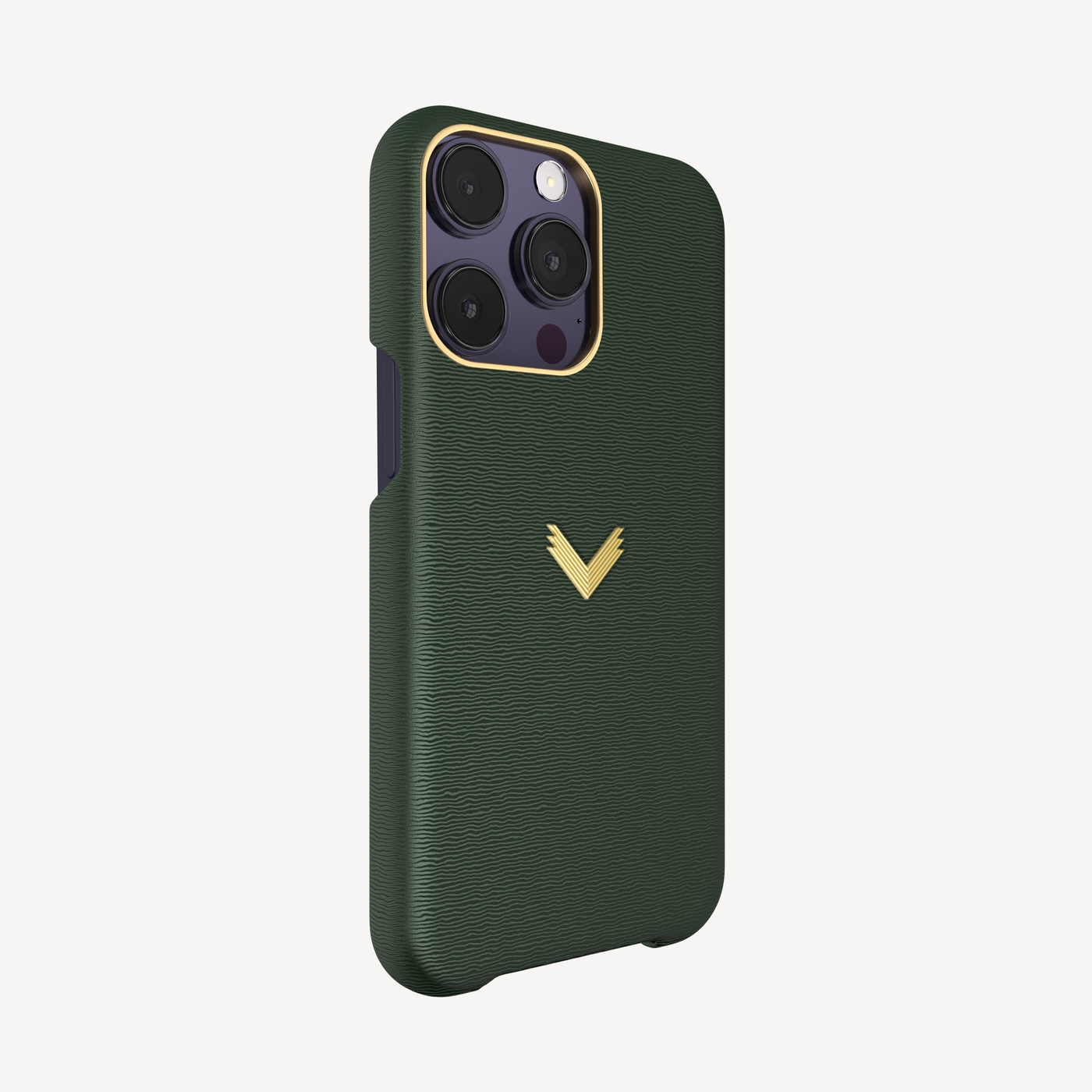 iPhone 14 Pro Max Phone Case, Calf Leather, 14K Yellow Gold VLogo