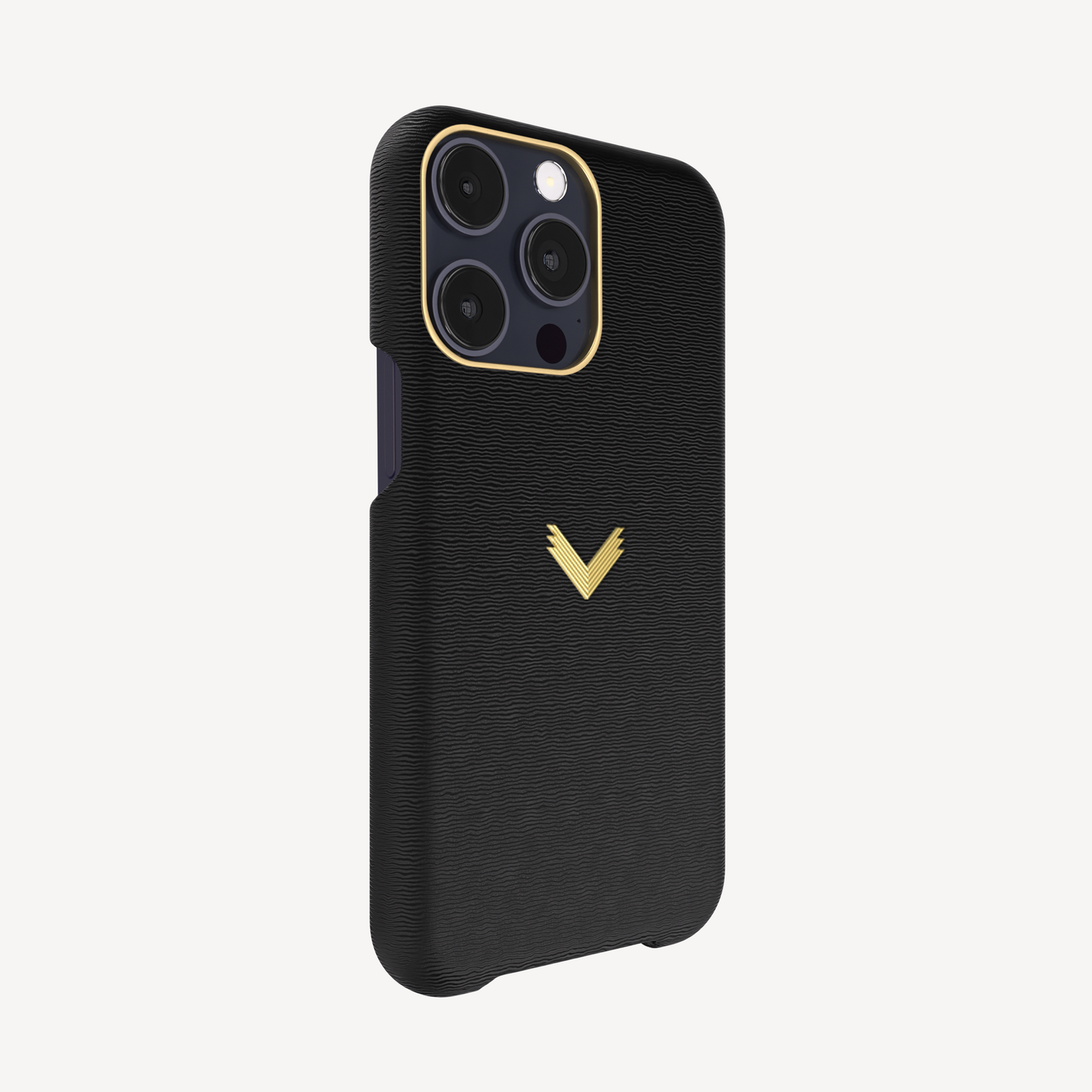 iPhone 15 Pro Max Phone Case, Calf Leather, 14K Yellow Gold VLogo
