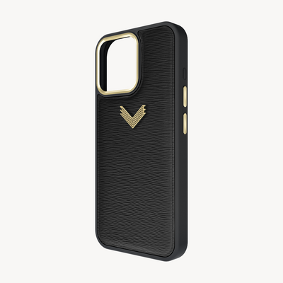 iPhone 15 Pro Phone Case, Calf Leather, Antique VLogo