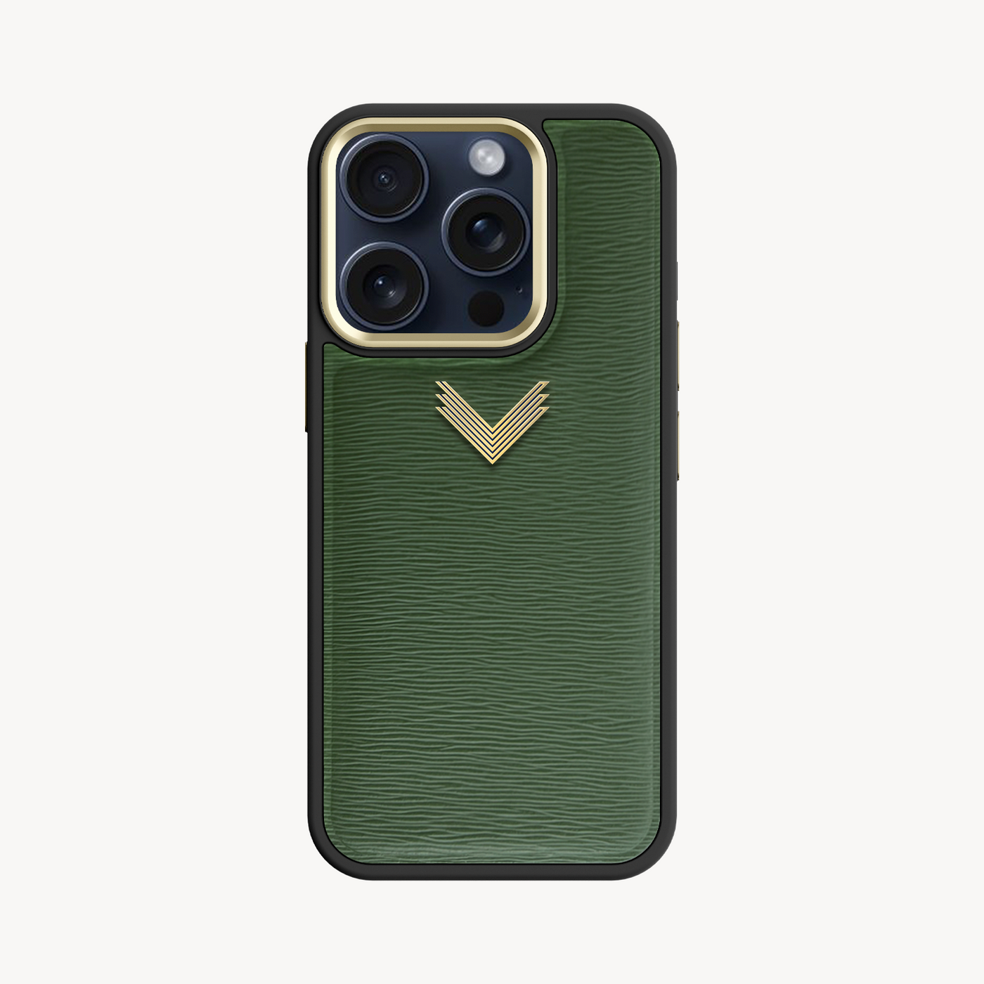 iPhone 15 Pro Phone Case, Calf Leather, Antique VLogo