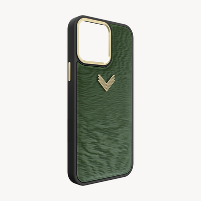 iPhone 15 Pro Phone Case, Calf Leather, Antique VLogo