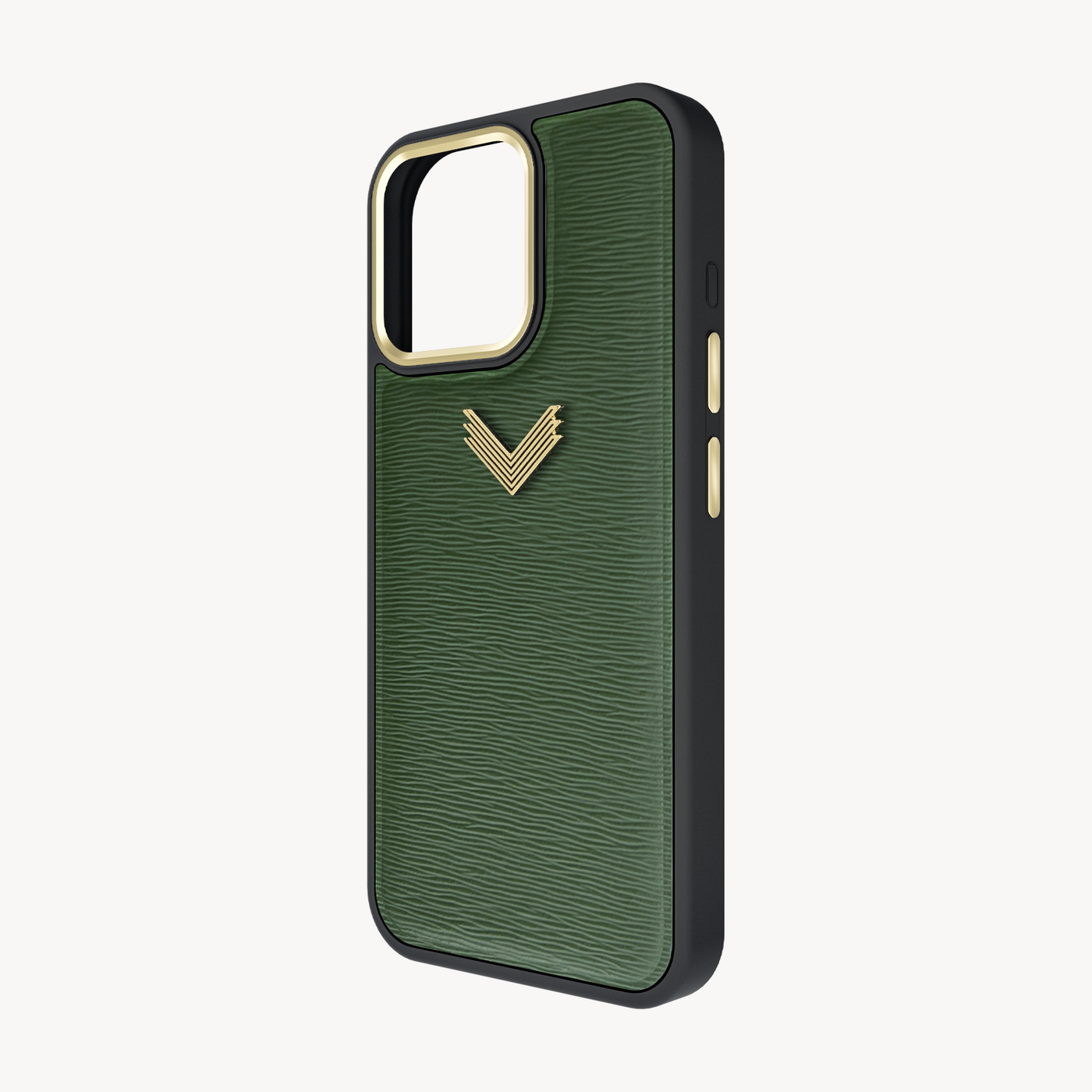 iPhone 15 Pro Phone Case, Calf Leather, Antique VLogo