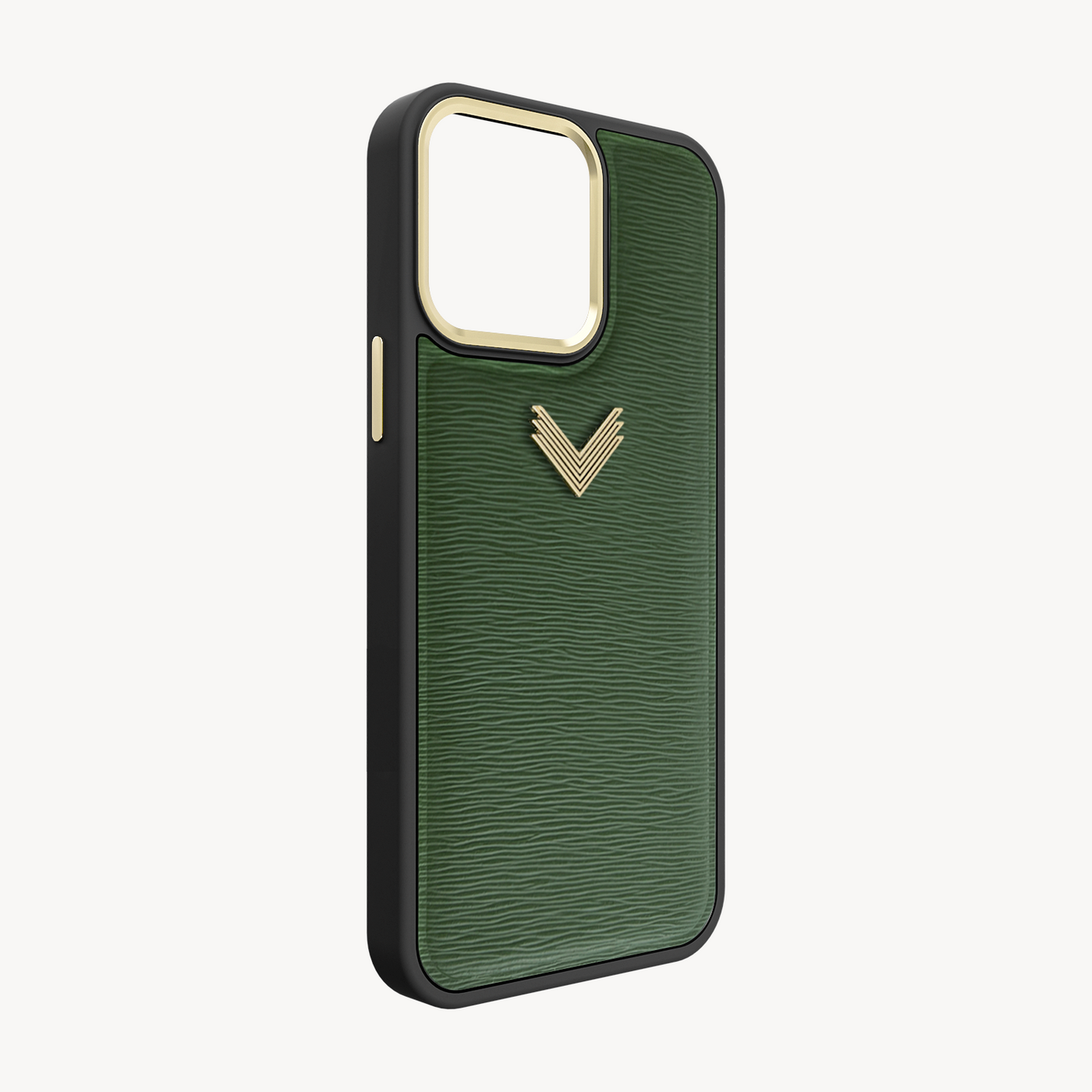 iPhone 15 Pro Max Phone Case, Calf Leather, Antique VLogo