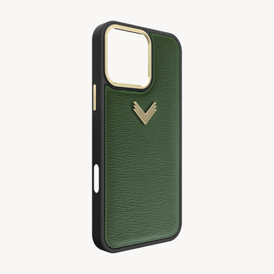 iPhone 16 Pro Phone Case, Calf Leather, Antique VLogo