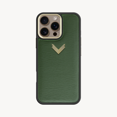 iPhone 16 Pro Max Phone Case, Calf Leather, Antique VLogo