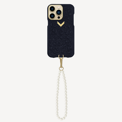 iPhone 14 Pro Max Phone Case, Calf Leather, Cultured Pearls, Oyster Edition