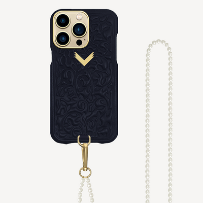 iPhone 14 Pro Max Phone Case, Calf Leather, Cultured Pearls, Purity Edition