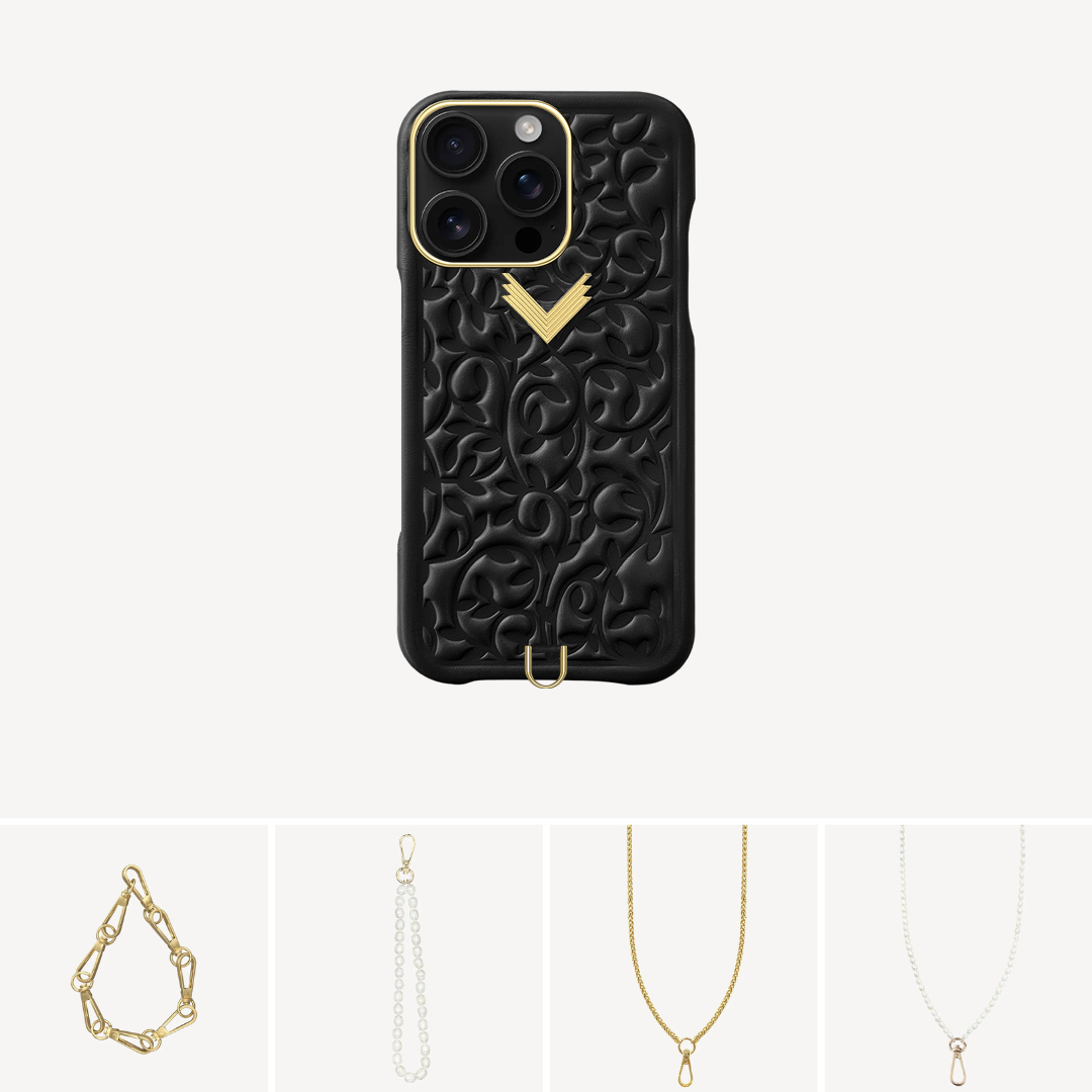 iPhone 16 Pro Phone Case, Calf Leather, Cultured Pearls, Purity Edition