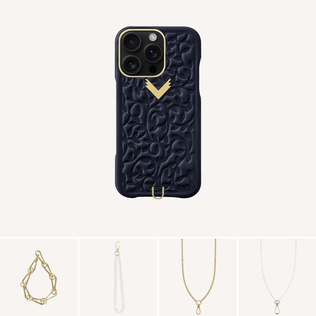 iPhone 16 Pro Phone Case, Calf Leather, Cultured Pearls, Purity Edition