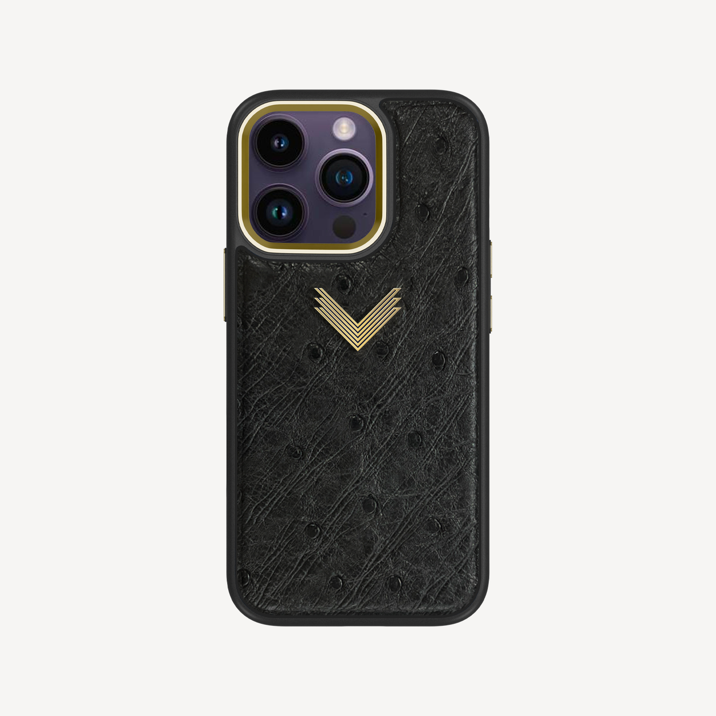 iPhone 13 Pro Phone Case, Ostrich Leather, Antique VLogo