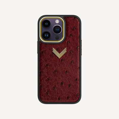 iPhone 13 Pro Phone Case, Ostrich Leather, Antique VLogo