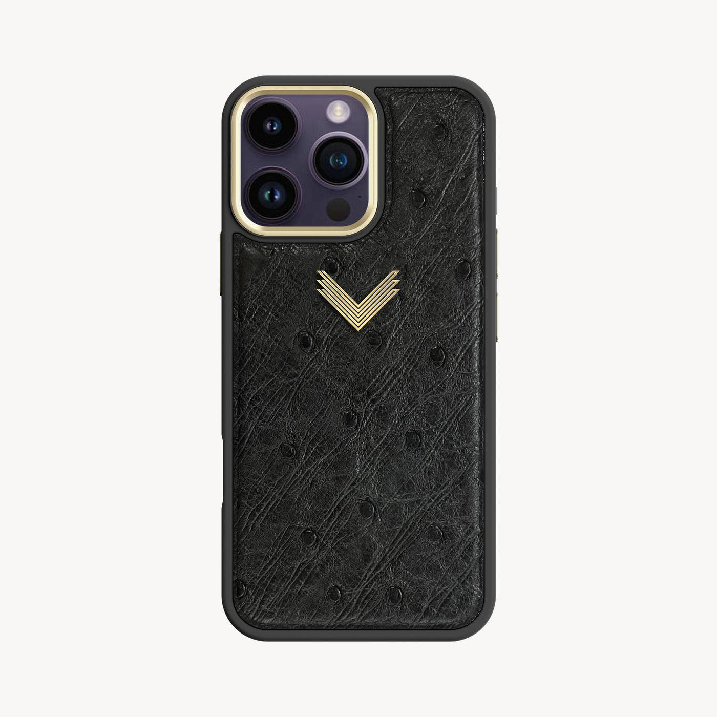 iPhone 14 Pro Max Phone Case, Ostrich Leather, Antique VLogo