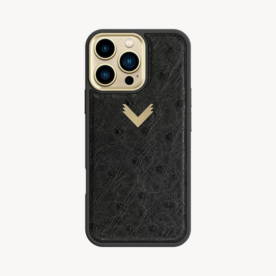 iPhone 14 Pro Max Phone Case, Ostrich Leather, Antique VLogo