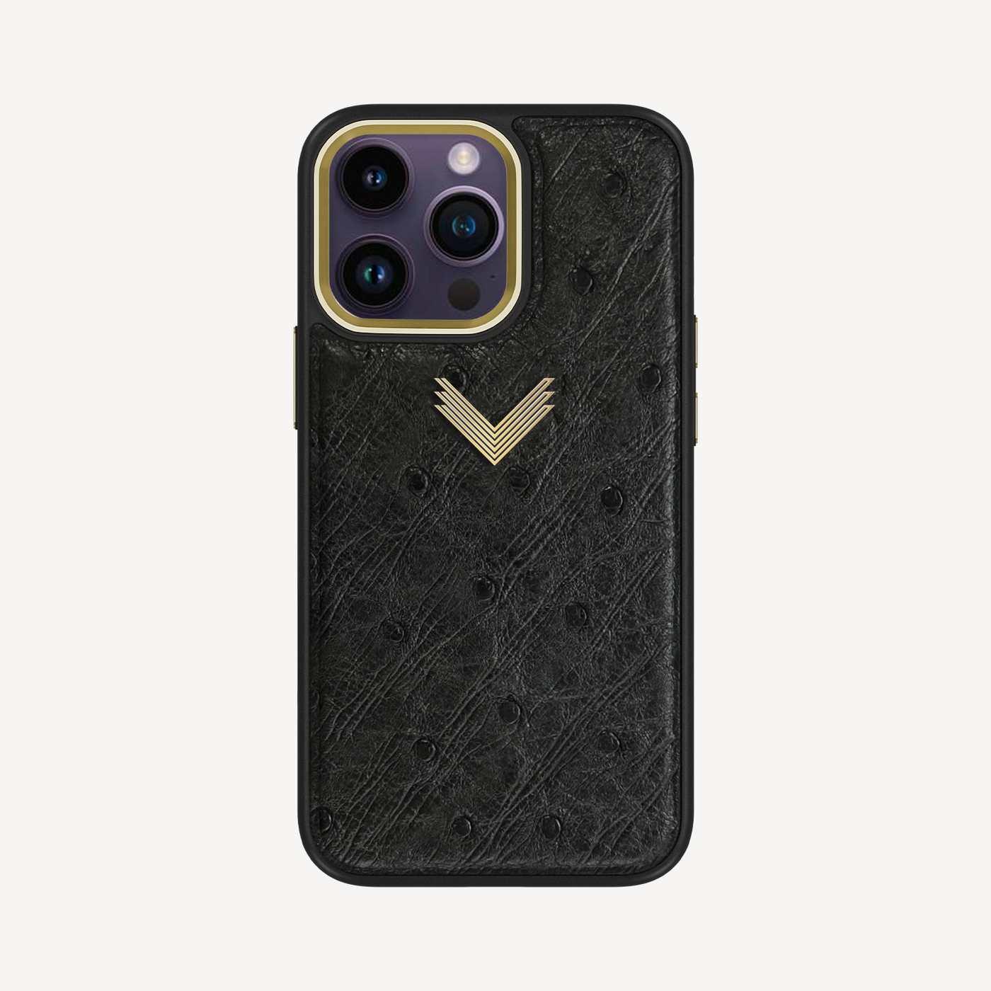 iPhone 13 Pro Max Phone Case, Ostrich Leather, Antique VLogo