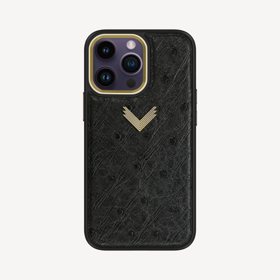 iPhone 13 Pro Max Phone Case, Ostrich Leather, Antique VLogo