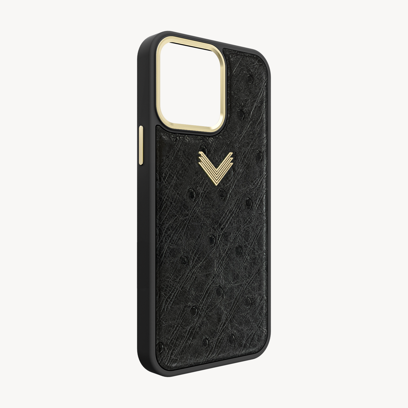 iPhone 13 Pro Max Phone Case, Ostrich Leather, Antique VLogo