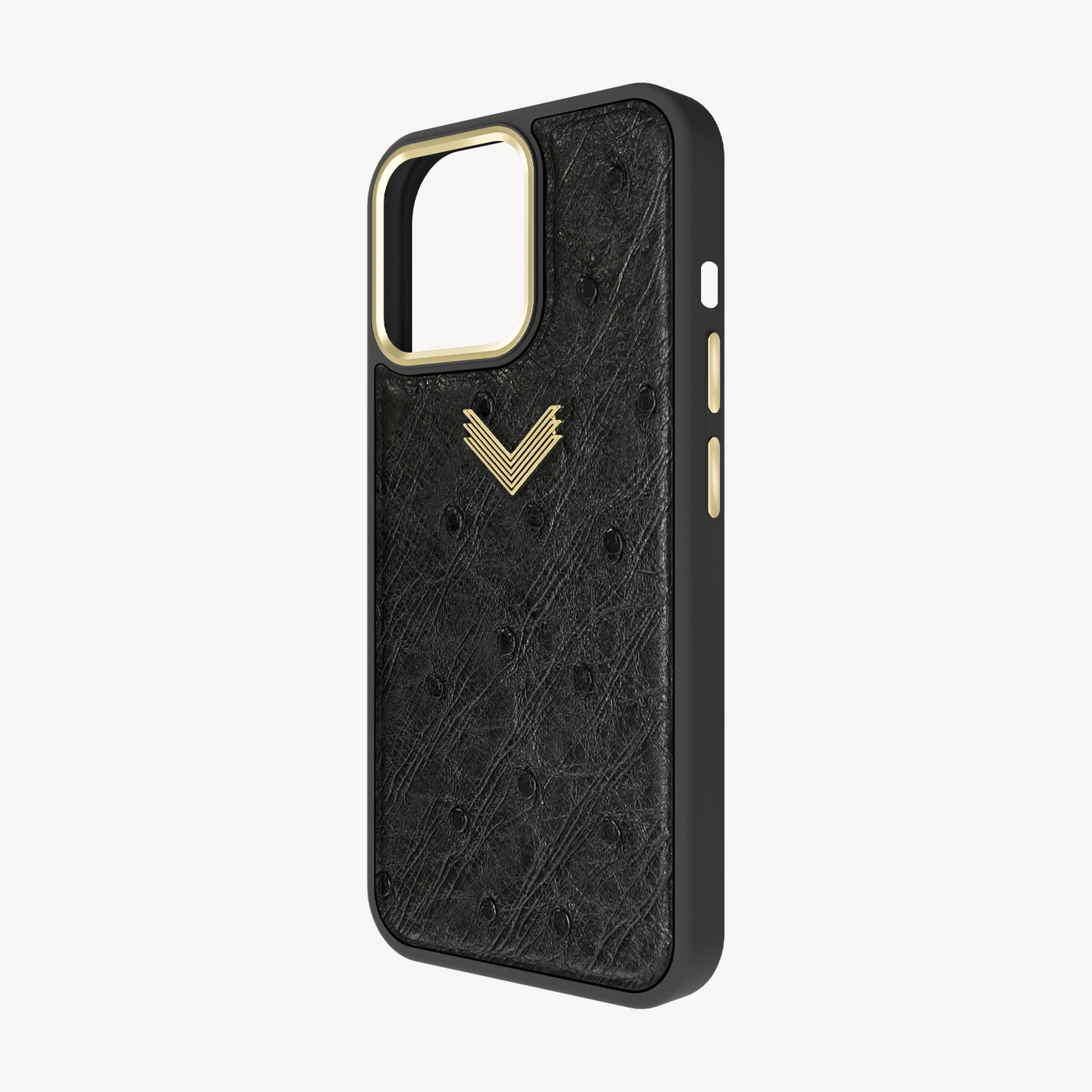 iPhone 14 Pro Max Phone Case, Ostrich Leather, Antique VLogo