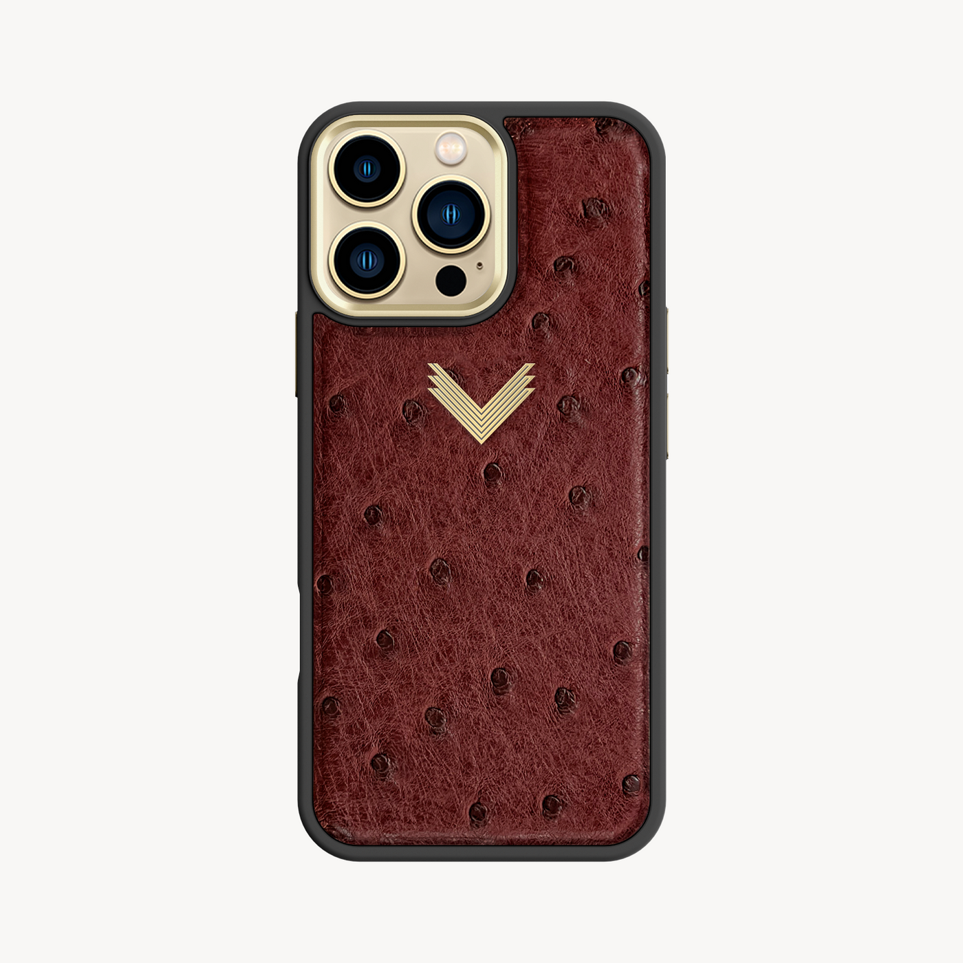 iPhone 13 Pro Max Phone Case, Ostrich Leather, Antique VLogo