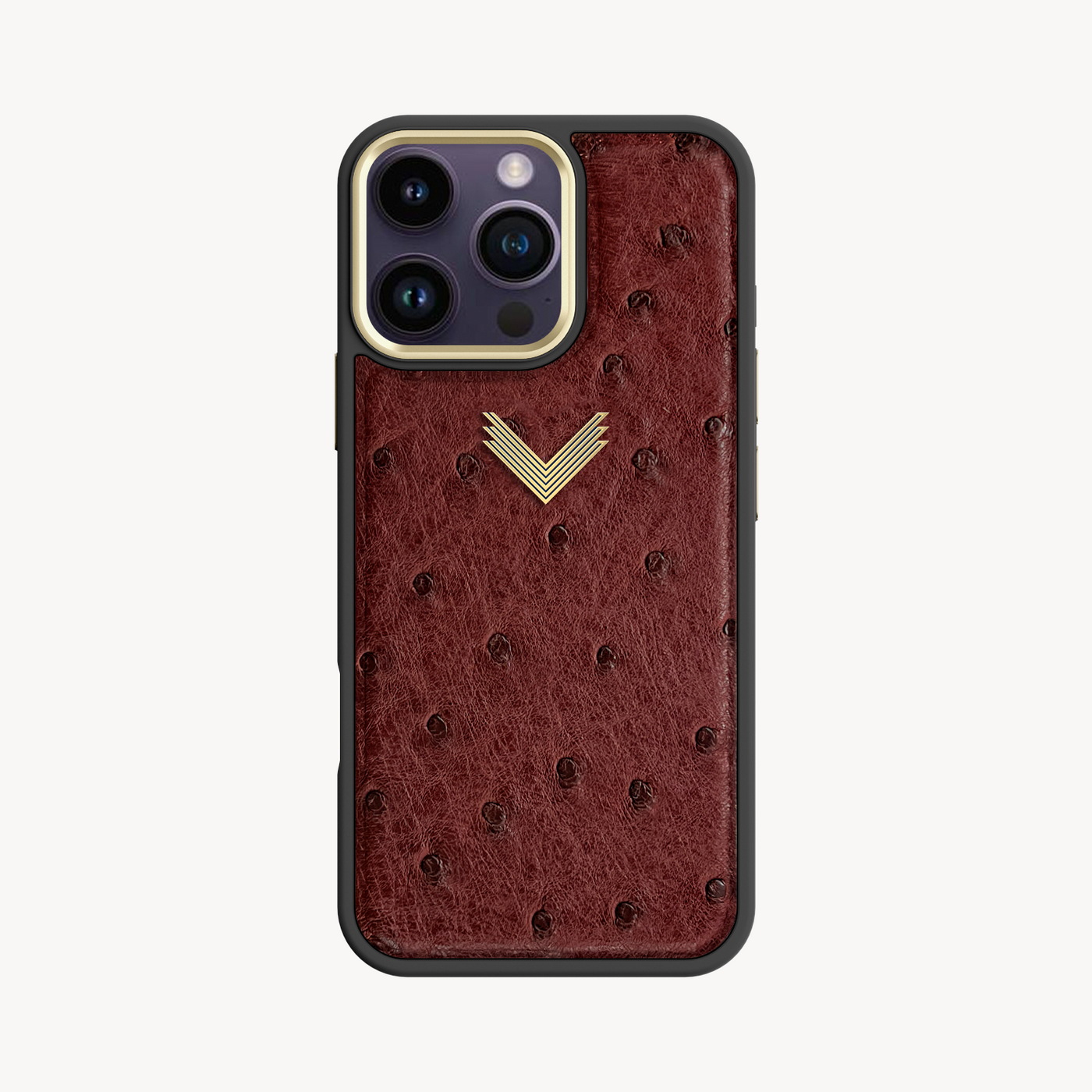 iPhone 13 Pro Max Phone Case, Ostrich Leather, Antique VLogo