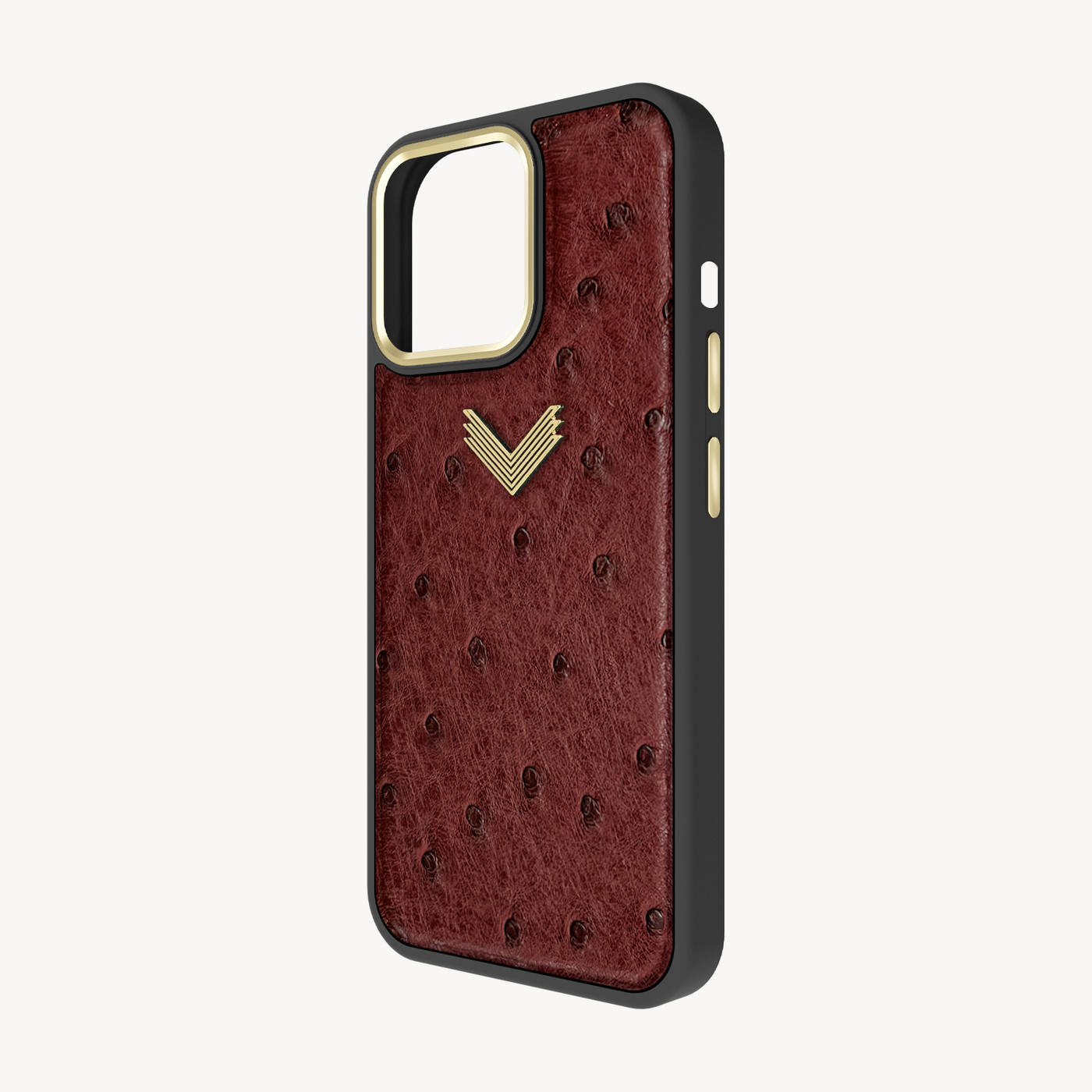 iPhone 13 Pro Max Phone Case, Ostrich Leather, Antique VLogo