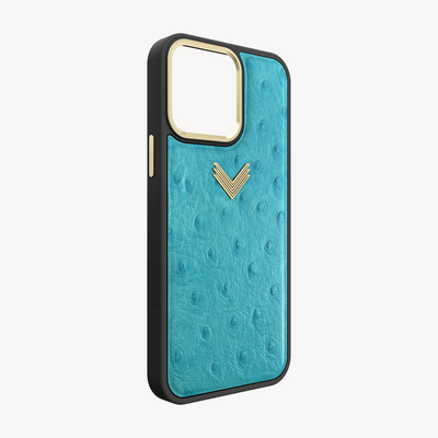 iPhone 14 Pro Max Phone Case, Ostrich Leather, Antique VLogo