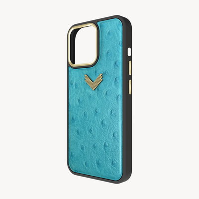 iPhone 13 Pro Max Phone Case, Ostrich Leather, Antique VLogo