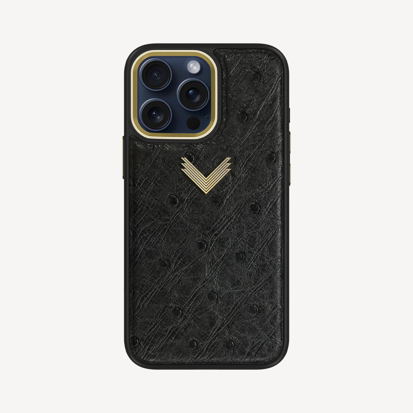 iPhone 15 Pro Max Phone Case, Ostrich Leather, Antique VLogo