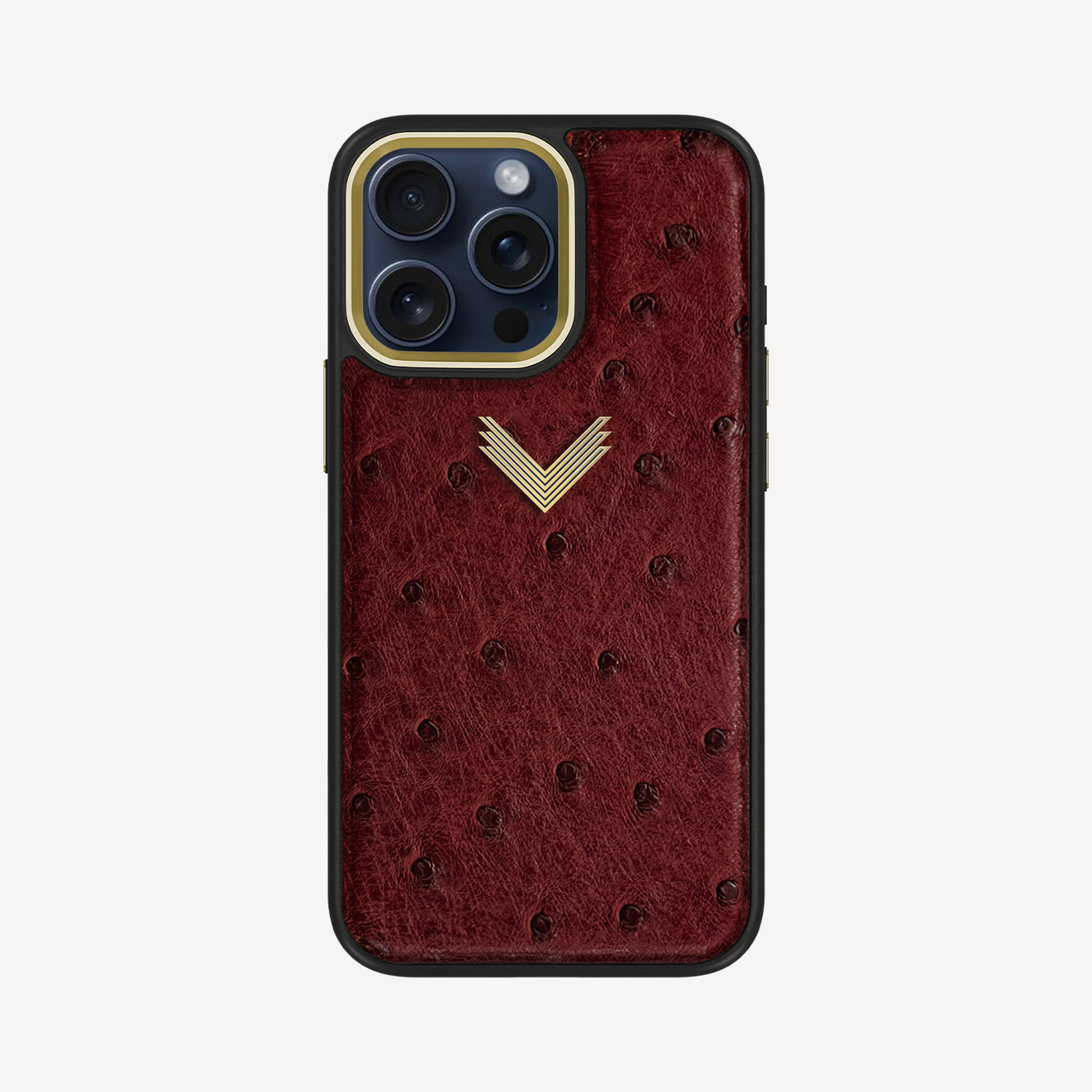 iPhone 15 Pro Max Phone Case, Ostrich Leather, Antique VLogo