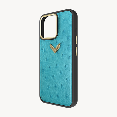 iPhone 15 Pro Max Phone Case, Ostrich Leather, Antique VLogo