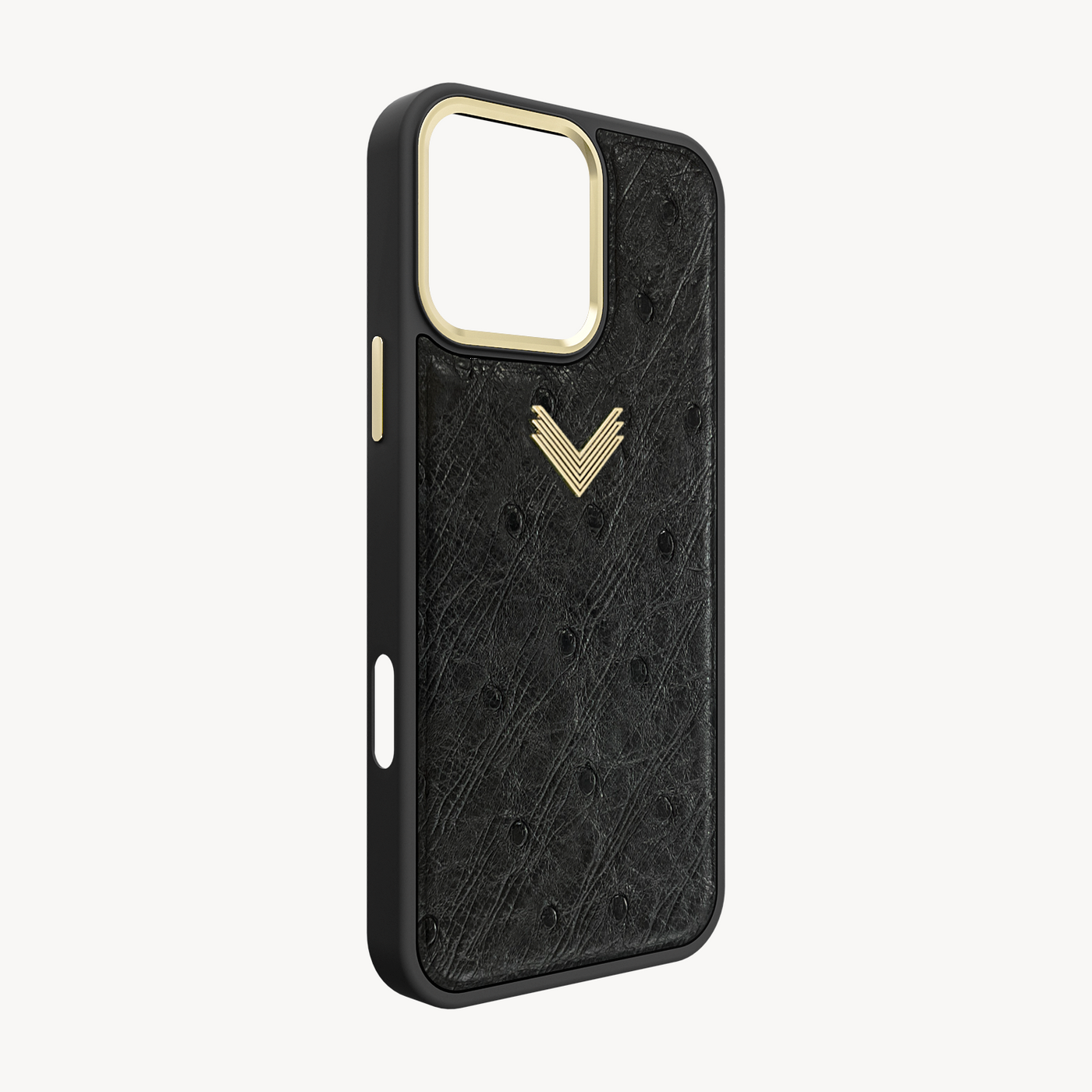 iPhone 16 Pro Max Phone Case, Ostrich Leather, Antique VLogo