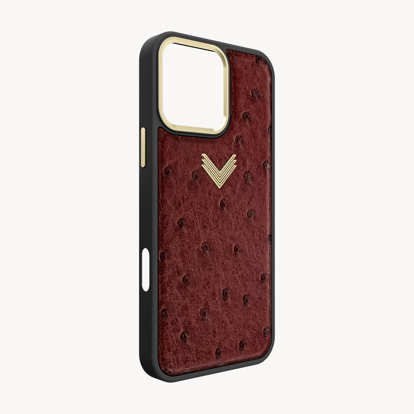 iPhone 16 Pro Max Phone Case, Ostrich Leather, Antique VLogo