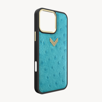 iPhone 16 Pro Max Phone Case, Ostrich Leather, Antique VLogo