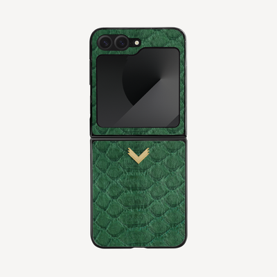 Samsung Z Flip 6 Phone Case, Python Leather