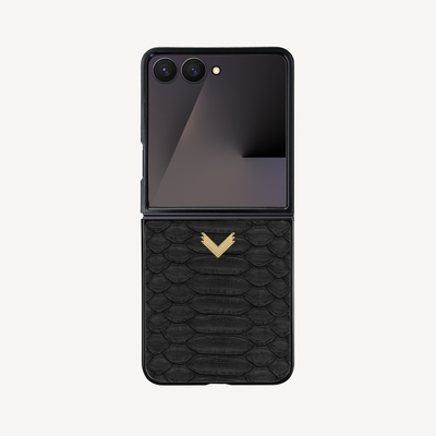 Samsung Z Flip 7 Phone Case, Python Leather