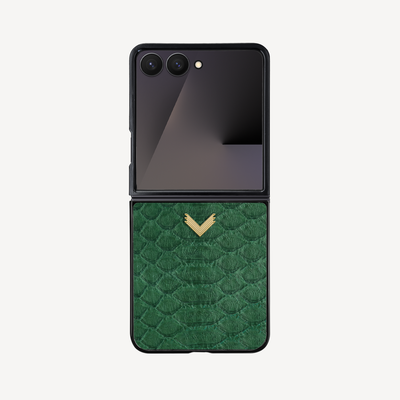 Samsung Z Flip 7 Phone Case, Python Leather