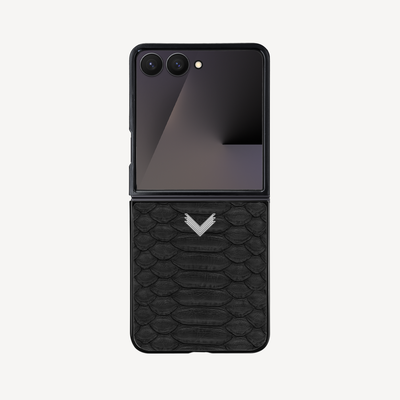 Samsung Z Flip 7 Phone Case, Python Leather