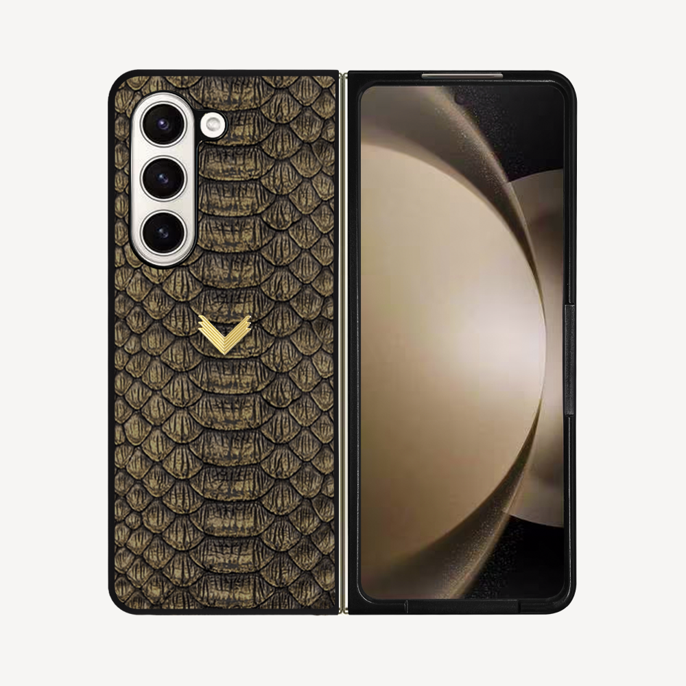Samsung Z Fold 5 Phone Case, Python Leather