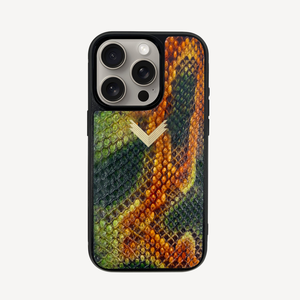 iPhone 15 Pro Phone Case, Python Leather