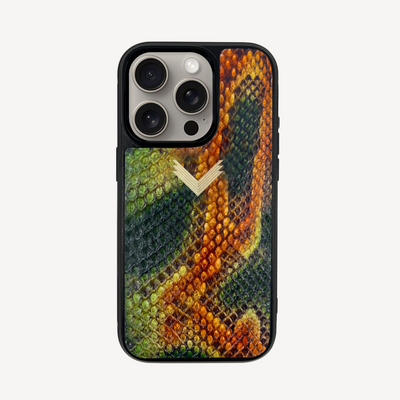 iPhone 15 Pro Phone Case, Python Leather